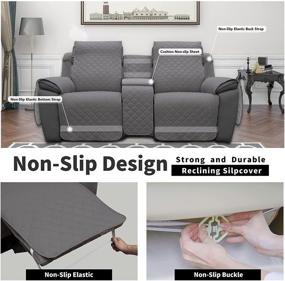 img 1 attached to Easy-Going Loveseat Recliner Cover: Reversible, Split Sofa Cover for Living Room with Console, Elastic Straps – Gray/Light Gray (2 Seater)