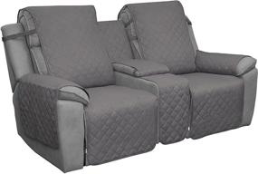 img 4 attached to Easy-Going Loveseat Recliner Cover: Reversible, Split Sofa Cover for Living Room with Console, Elastic Straps – Gray/Light Gray (2 Seater)