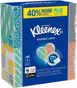 img 4 attached to 🧻 Kleenex Trusted Care Everyday Facial Tissues - 4 Cube Boxes, 70 Tissues per Box, Total of 280 Tissues