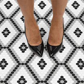 img 2 attached to 🏠 Transform Your Space with FloorPops Leyton Peel & Stick Floor Tiles - Black, 10 Sq Ft