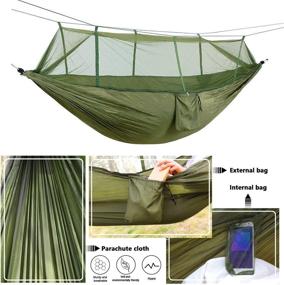 img 2 attached to 🏕️ Premium IDEALUX Camping Hammock: Lightweight Double Parachute Hammocks with Net, High Capacity and Tear Resistance, Ideal for Outdoor Camping and Backyard Relaxation