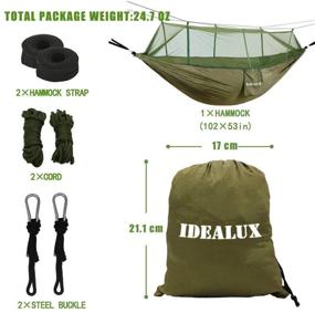 img 1 attached to 🏕️ Premium IDEALUX Camping Hammock: Lightweight Double Parachute Hammocks with Net, High Capacity and Tear Resistance, Ideal for Outdoor Camping and Backyard Relaxation