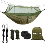 🏕️ premium idealux camping hammock: lightweight double parachute hammocks with net, high capacity and tear resistance, ideal for outdoor camping and backyard relaxation логотип