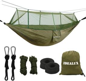 img 4 attached to 🏕️ Premium IDEALUX Camping Hammock: Lightweight Double Parachute Hammocks with Net, High Capacity and Tear Resistance, Ideal for Outdoor Camping and Backyard Relaxation