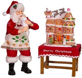 img 3 attached to 🎅 Kurt Adler 10.5-Inch Battery-Operated Fabriche Decorating LED Gingerbread House Table Piece Santa, Multi-Colored