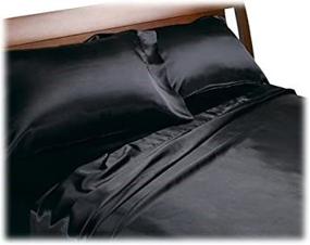 img 2 attached to 👑 Experience Luxurious Comfort with Royal Opulence Divatex Home Fashions Satin Queen Sheet Set, Black