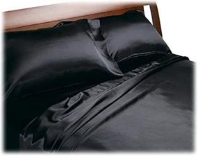 img 4 attached to 👑 Experience Luxurious Comfort with Royal Opulence Divatex Home Fashions Satin Queen Sheet Set, Black