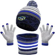 🧥 maylisacc kids 3-pack knitted beanie and glove set with fleece lining - toddler hat and glove set for boys and girls aged 3-8 years logo