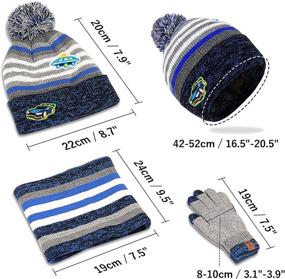 img 2 attached to 🧥 Maylisacc Kids 3-Pack Knitted Beanie and Glove Set with Fleece Lining - Toddler Hat and Glove Set for Boys and Girls Aged 3-8 Years