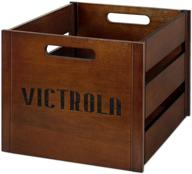 wooden record storage crate by victrola logo