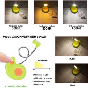 img 2 attached to 📚 HONGUT Rechargeable Clip-on Book Light, 3 Brightness Dimmable -Green