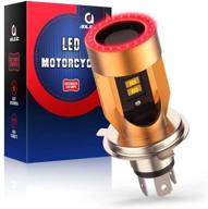 🏍️ h4 led motorcycle headlight bulb with red angel eye, 9003 hi/lo beam, 25w 3200lm, high brightness 6000k, csp chips conversion kit logo