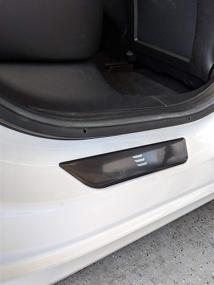 img 1 attached to 🚀 Enhance Your Tesla Model 3 with QHO AUTO Stainless Steel Rear Door Sill Protector Plates - Set of 2 in Sleek Black Finish