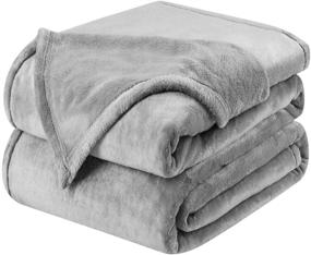 img 4 attached to HOMEIDEAS Extra Soft Fleece Blanket Queen/Full Size Lightweight 380GSM Fuzzy Flannel Blanket: All-Season Comfort for Couch Bed 90 x 90 Inches Light Grey