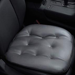 img 4 attached to Gray Soft Leather Car Seat Pad Cushion - Comfortable and Removable Seat 🚗 Protector for Car, Office, and Home Use, Suitable for all Four Seasons - 1PC