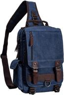 el-fmly canvas cross body messenger bag for men women sling shouler backpack travel rucksack (navy blue логотип
