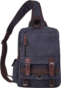 img 3 attached to El-Fmly Canvas Cross Body Messenger Bag For Men Women Sling Shouler Backpack Travel Rucksack (Navy Blue
