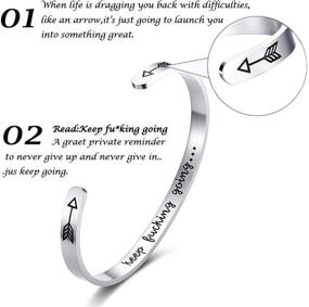 img 2 attached to 📿 DODIY Mantra Bracelet - Inspirational Stainless Steel Bangle Gift - Keep Going, Personalized Engraved Jewelry for Teen/Girls/Women/Men - Gold/Silver Plated