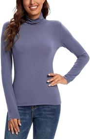 img 3 attached to LOVFEE Womens Turtleneck Lightweight Tee（Black