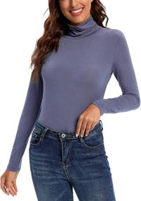 img 4 attached to LOVFEE Womens Turtleneck Lightweight Tee（Black