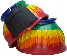img 1 attached to 🌈 VS Virginia Saddlery Rainbow Tie Dye Bell Boots with Double Velcro Fastening
