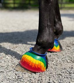 img 2 attached to 🌈 VS Virginia Saddlery Rainbow Tie Dye Bell Boots with Double Velcro Fastening