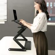 🔌 veryke laptop stand desk: adjustable folding table with cooling fans, mousepad - ideal for bed, sofa, couch - black logo