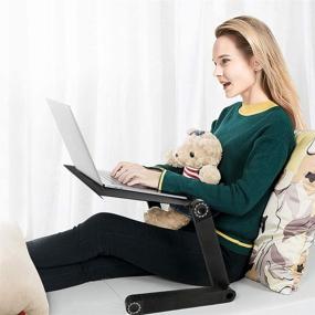 img 3 attached to 🔌 Подставка для ноутбука veryke Desk: Регулируемый складной стол с вентиляторами охлаждения, мышью - идеально подходит для кровати, дивана, кушетки - черный
