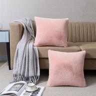 🛋️ sisizh plush faux fur throw pillow covers with zipper closure, 16x16 inch luxury velvety soft square cushion cases pillowcase for couch, set of 2, pink логотип