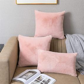 img 1 attached to 🛋️ SISIZH Plush Faux Fur Throw Pillow Covers with Zipper Closure, 16x16 Inch Luxury Velvety Soft Square Cushion Cases Pillowcase for Couch, Set of 2, Pink