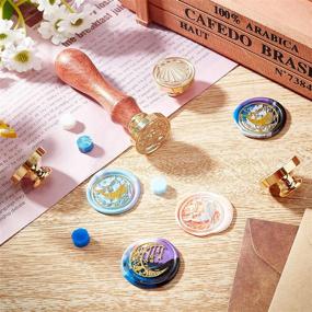 img 3 attached to CRASPIRE Wax Seal Stamp Moon And Stars Sealing Wax Stamps Retro Wood Stamp Wax Seal 25Mm Removable Brass Seal Wood Handle For Envelopes Invitations Wedding Embellishment Bottle Decoration