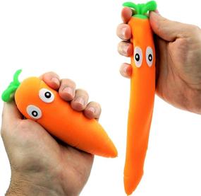 img 1 attached to Stretchy Carrot and Peppers Sensory Squish Toys (3 Pack) by JA-RU. Stress Relief and Fidget Toys Filled with Sand. Perfect Easter Gifts for Kids and Adults. Suitable for Autism, Party Favors. Item Code: 5560-3p