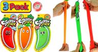 stretchy carrot and peppers sensory squish toys (3 pack) by ja-ru. stress relief and fidget toys filled with sand. perfect easter gifts for kids and adults. suitable for autism, party favors. item code: 5560-3p логотип