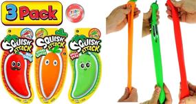 img 4 attached to Stretchy Carrot and Peppers Sensory Squish Toys (3 Pack) by JA-RU. Stress Relief and Fidget Toys Filled with Sand. Perfect Easter Gifts for Kids and Adults. Suitable for Autism, Party Favors. Item Code: 5560-3p