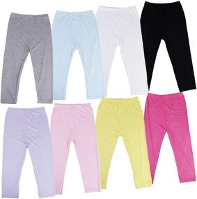 img 4 attached to 👧 Omigga 8-Piece Girls' Capris Leggings: Cotton Cropped Leggings for School Uniform, Available in 8 Colors