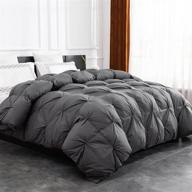 🛏️ craftsman goose down comforter, pinch pleat design all-season duvet insert, king comforter 62oz fill weight, 1200 thread count 100% egyptian cotton with 8 tabs - grey, 106x90 inches logo