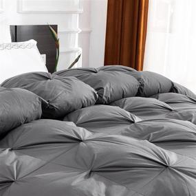 img 3 attached to 🛏️ Роскошное одеяло Craftsman с гусиным пухом, складки "Pinch Pleat", универсальное одеяло для всего сезона, Размер Кинг, вес наполнителя 62 унции, 1200-прядная 100% египетский хлопок с 8 петлями - Серый, 106x90 дюймов