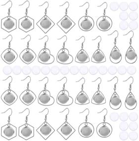 img 4 attached to 58Pcs 12mm Earring Trays with Glass Domes Sets - 28Pcs Earring Blank Bezels with Wire Hooks and 30Pcs 12mm Clear Glass Cabochons for Jewelry Making DIY Craft