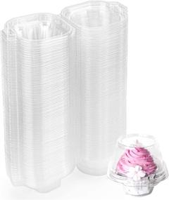 img 4 attached to 🧁 Hedume 120 Pack Individual Cupcake Container: Stackable BPA-Free Clear Plastic Cupcake Boxes for Weddings & Parties