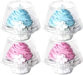 img 3 attached to 🧁 Hedume 120 Pack Individual Cupcake Container: Stackable BPA-Free Clear Plastic Cupcake Boxes for Weddings & Parties