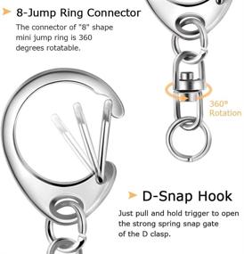 img 1 attached to 🔗 Roctee 120 Pcs Keychain D Snap Hook Split Metal Key Chain with Chain, Keychain Parts Hardware including 8mm Open Jump Ring and Connector for DIY Crafts and Key Ring (Silver)