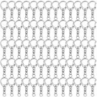 🔗 roctee 120 pcs keychain d snap hook split metal key chain with chain, keychain parts hardware including 8mm open jump ring and connector for diy crafts and key ring (silver) logo