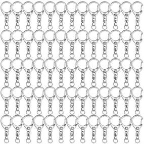 img 4 attached to 🔗 Roctee 120 Pcs Keychain D Snap Hook Split Metal Key Chain with Chain, Keychain Parts Hardware including 8mm Open Jump Ring and Connector for DIY Crafts and Key Ring (Silver)