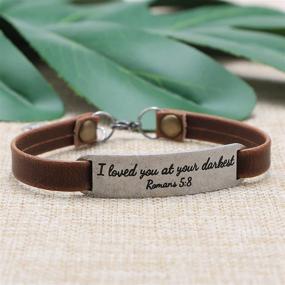 img 2 attached to Christian Engraved Leather Bracelet: Inspirational Vintage Jewelry Gift for 📿 Women, Teens – Religion, Bible Verse, Stretch Ornament – Perfect Christmas Gift