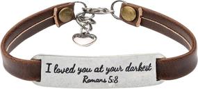 img 4 attached to Christian Engraved Leather Bracelet: Inspirational Vintage Jewelry Gift for 📿 Women, Teens – Religion, Bible Verse, Stretch Ornament – Perfect Christmas Gift