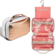 💄 rose gold large hanging toiletry bag for women - makeup organizer with hook and clear compartments by lily england logo