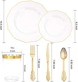 img 3 attached to 🍽️ WDF 30-Guest Clear Plastic Plates with Gold Rim & Disposable Silverware + Gold Plastic Cups | Set includes 30 Dinner Plates, 30 Salad Plates, 30 Forks, 30 Knives, 30 Spoons, 30 Tumblers