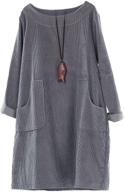 👗 mordenmiss oversize corduroy dresses with pockets for women's clothing in dresses logo