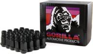 🦍 гайка для колес gorilla automotive 44038bk-20 из черного алюминия с открытым торцом, размер резьбы 12 мм x 1,50, набор из 20 штук. логотип