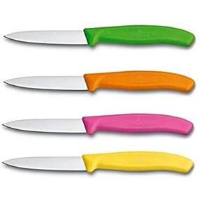 img 2 attached to 🔪 Набор поварских ножей Victorinox Swiss из нержавеющей стали - лезвие 3,25 дюйма, копьевидной формы - зеленый, оранжевый, розовый и желтый универсальные ножи (набор из 4 штук)